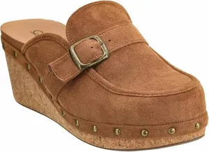 Women's Just Precious Wedge Clogs In Brown Faux Suede