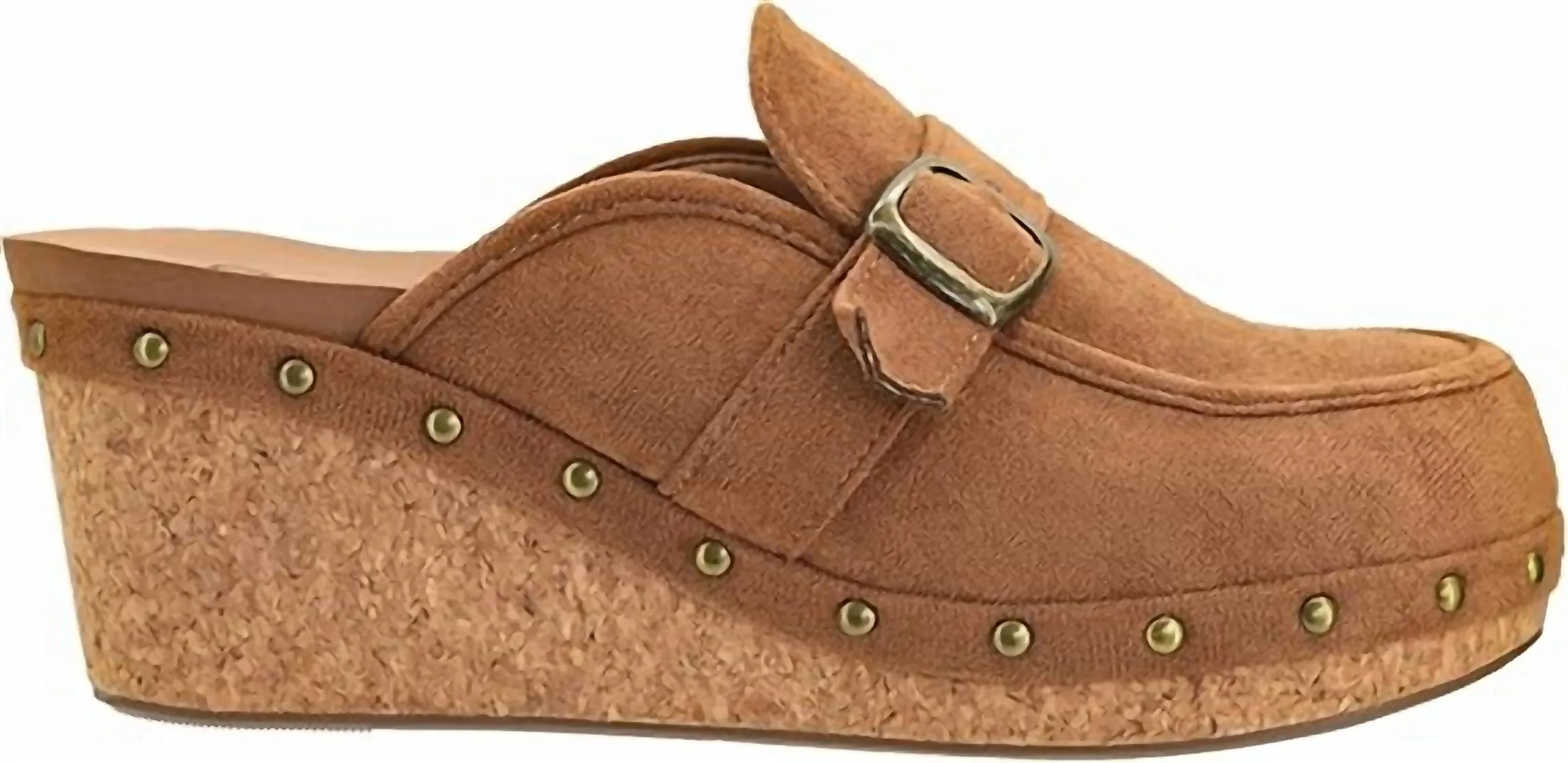 Women's Just Precious Wedge Clogs In Brown Faux Suede