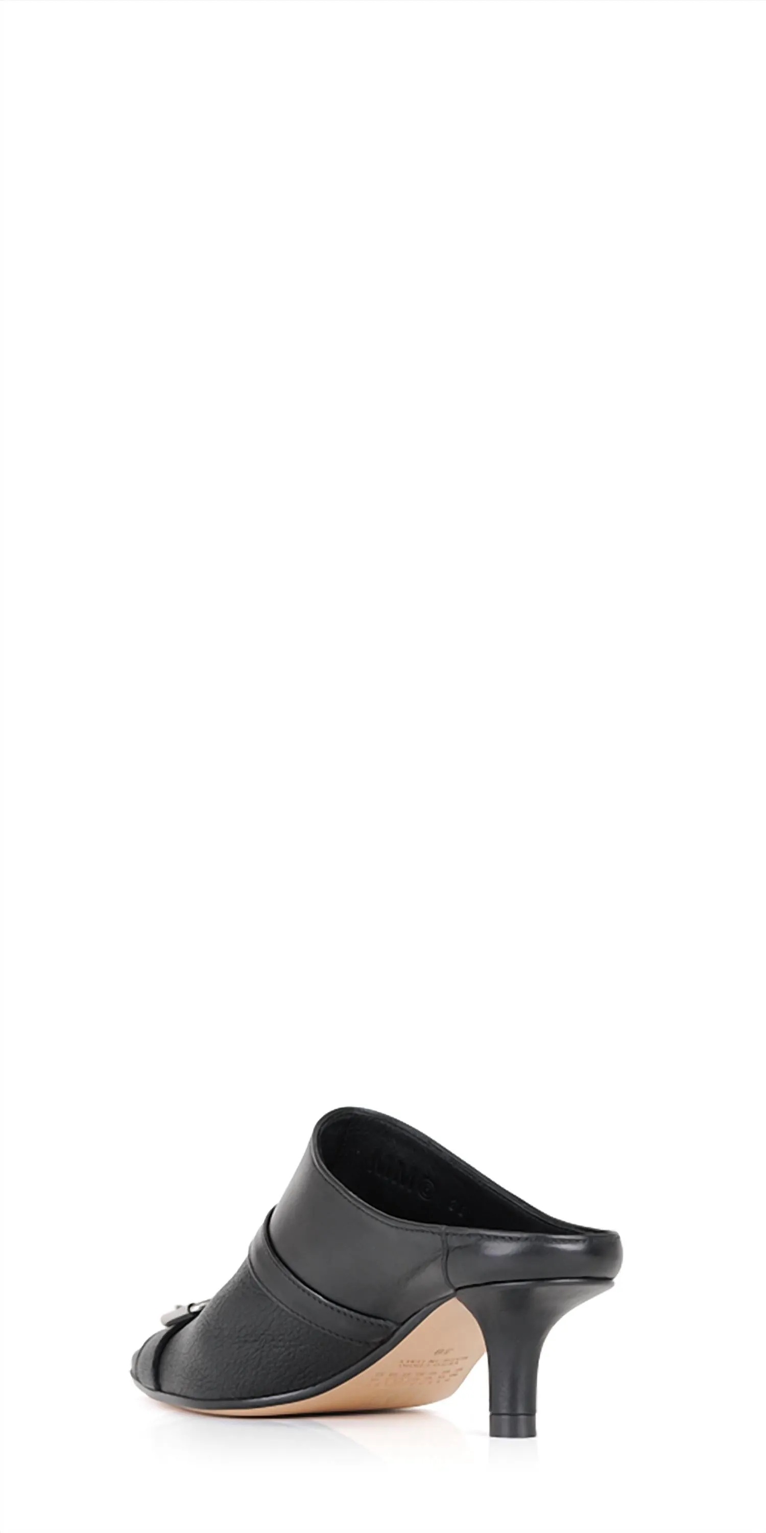 Women's Leather Buckle Mules Heel In Black