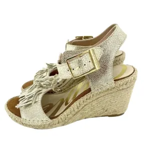 Women's Leather Espadrille Sandals In Gold