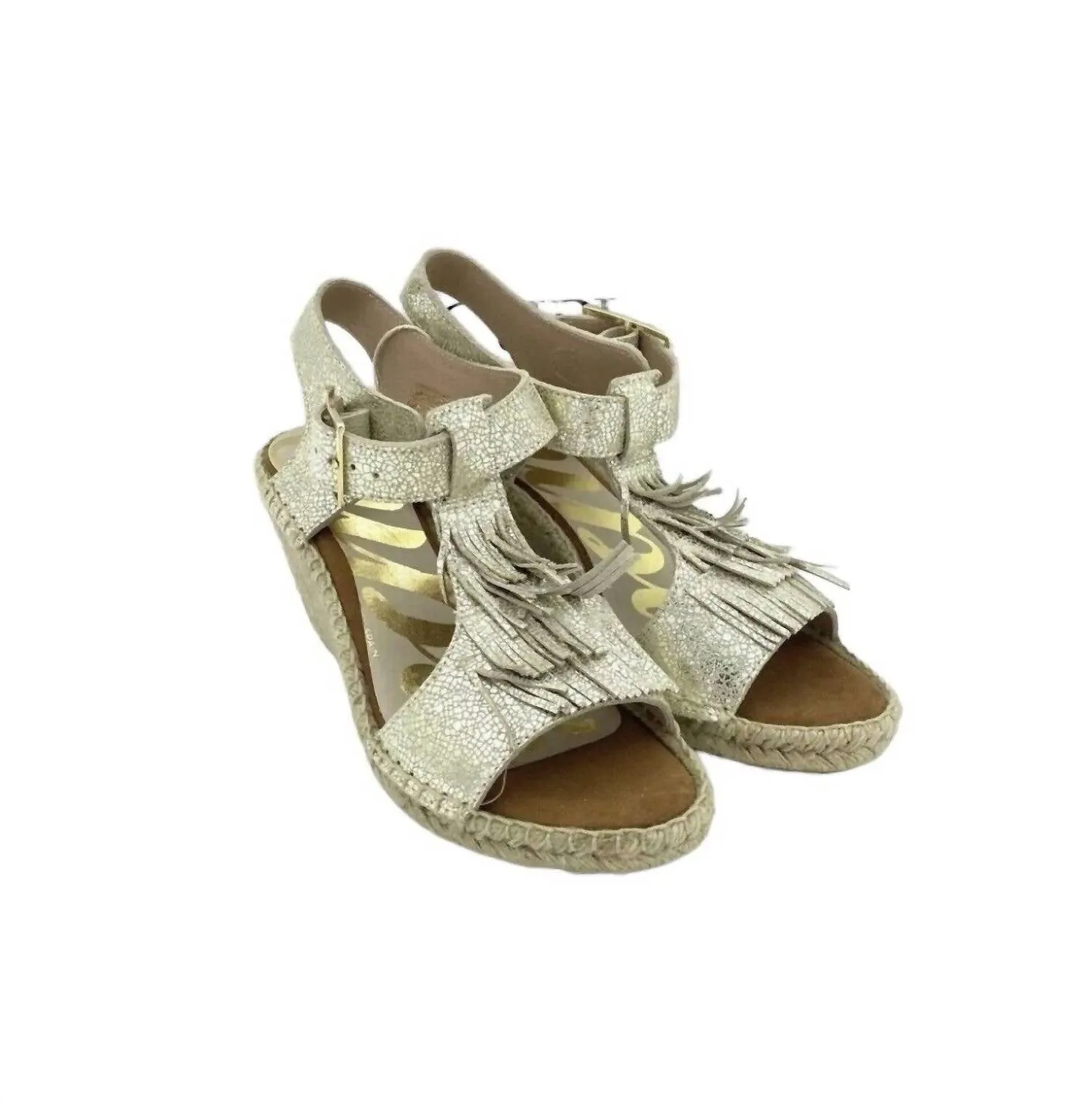 Women's Leather Espadrille Sandals In Gold