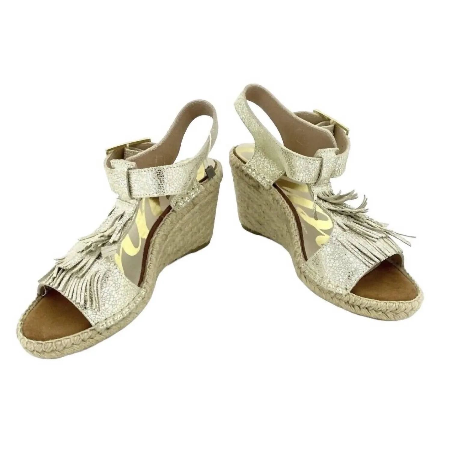 Women's Leather Espadrille Sandals In Gold