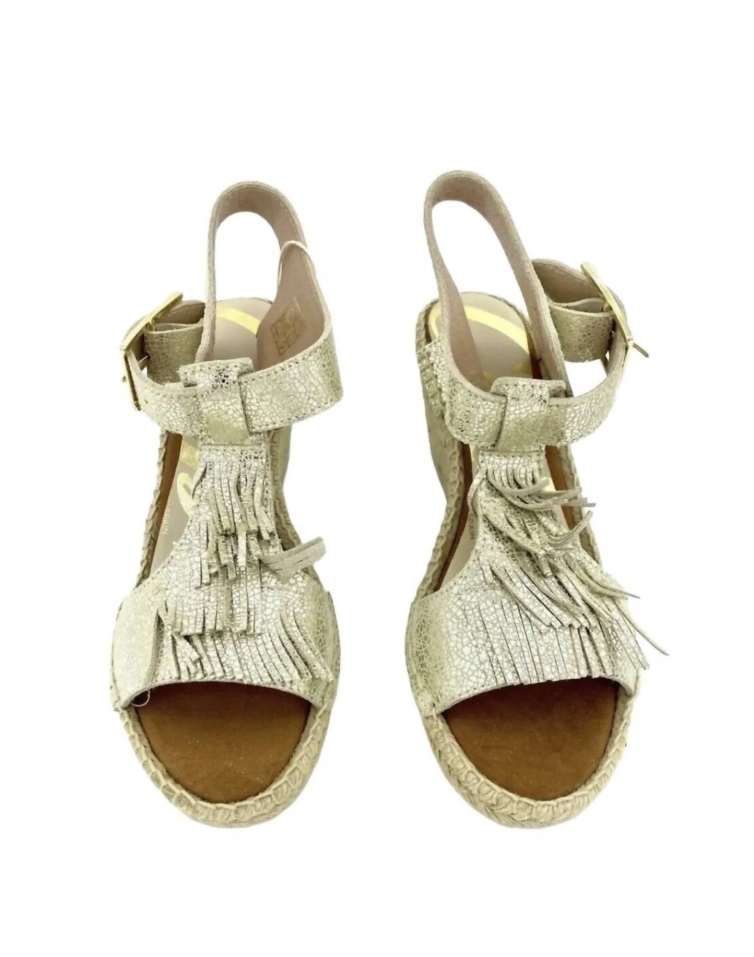Women's Leather Espadrille Sandals In Gold
