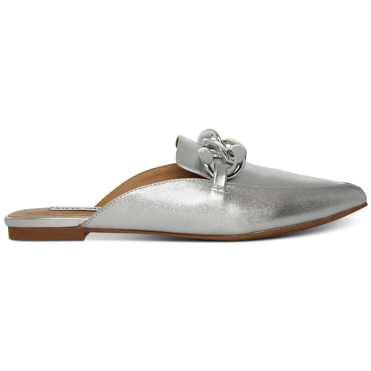 Womens Leather Metallic Mules