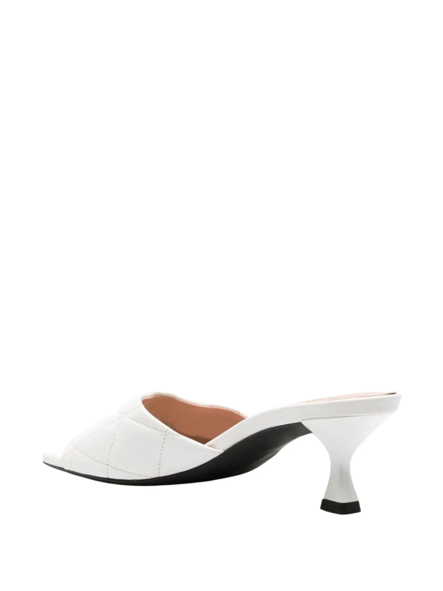 Women's Leather Quilted Heels Mule In White
