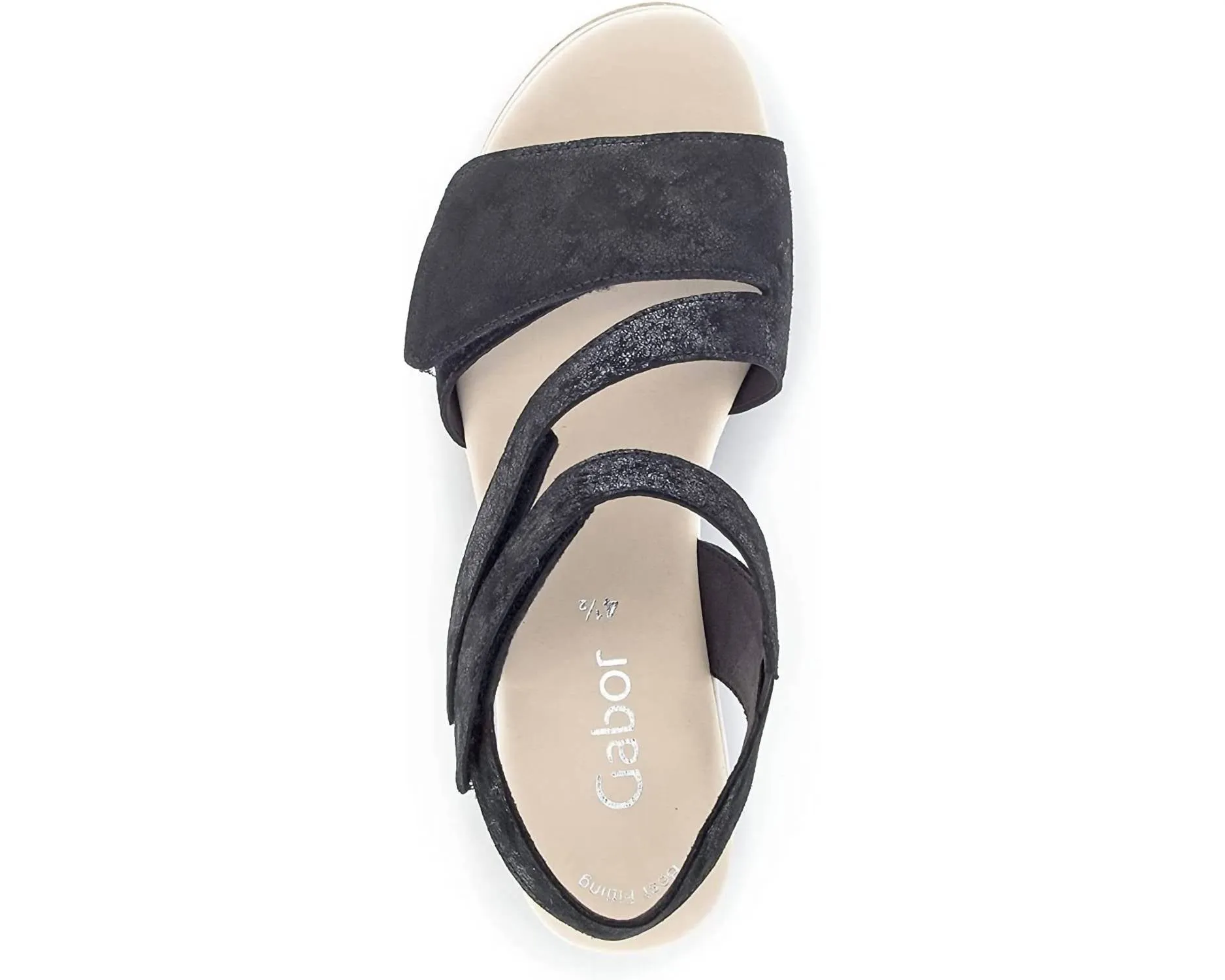 Women's Leather Wedge Sandals In Black Metallic