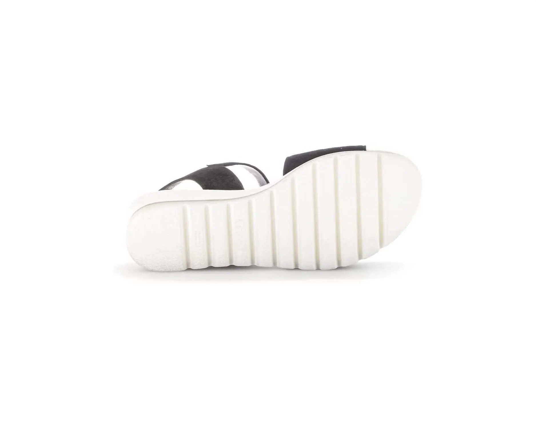 Women's Leather Wedge Sandals In Black Metallic
