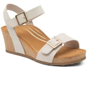 Women's Lexa Quarter Strap Wedge Sandals In Ivory