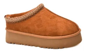 Women's Pillow Talk Platform Mule Slipper In Brown Suede