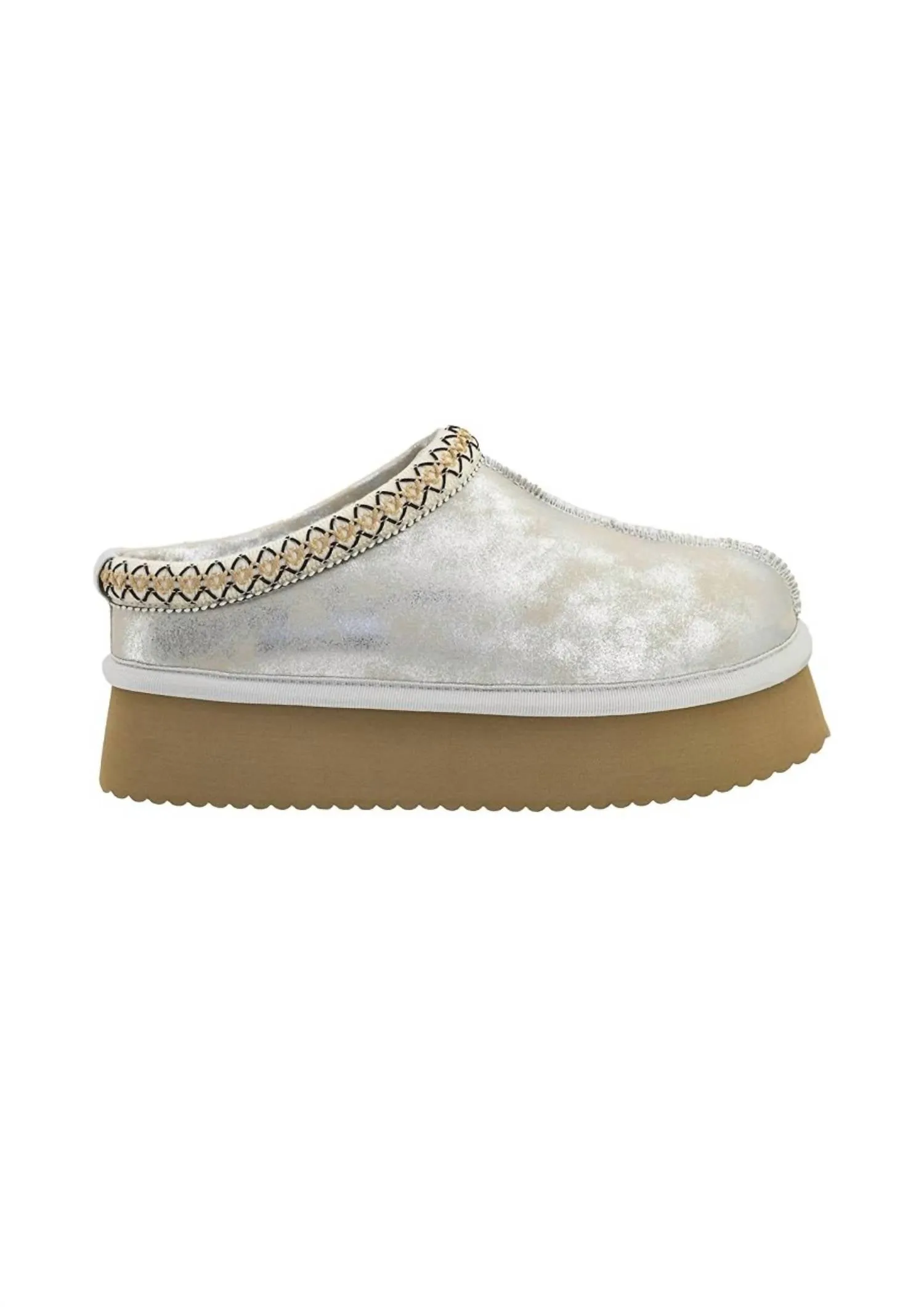 Women's Pillow Talk Platform Slippers In Metallic Silver