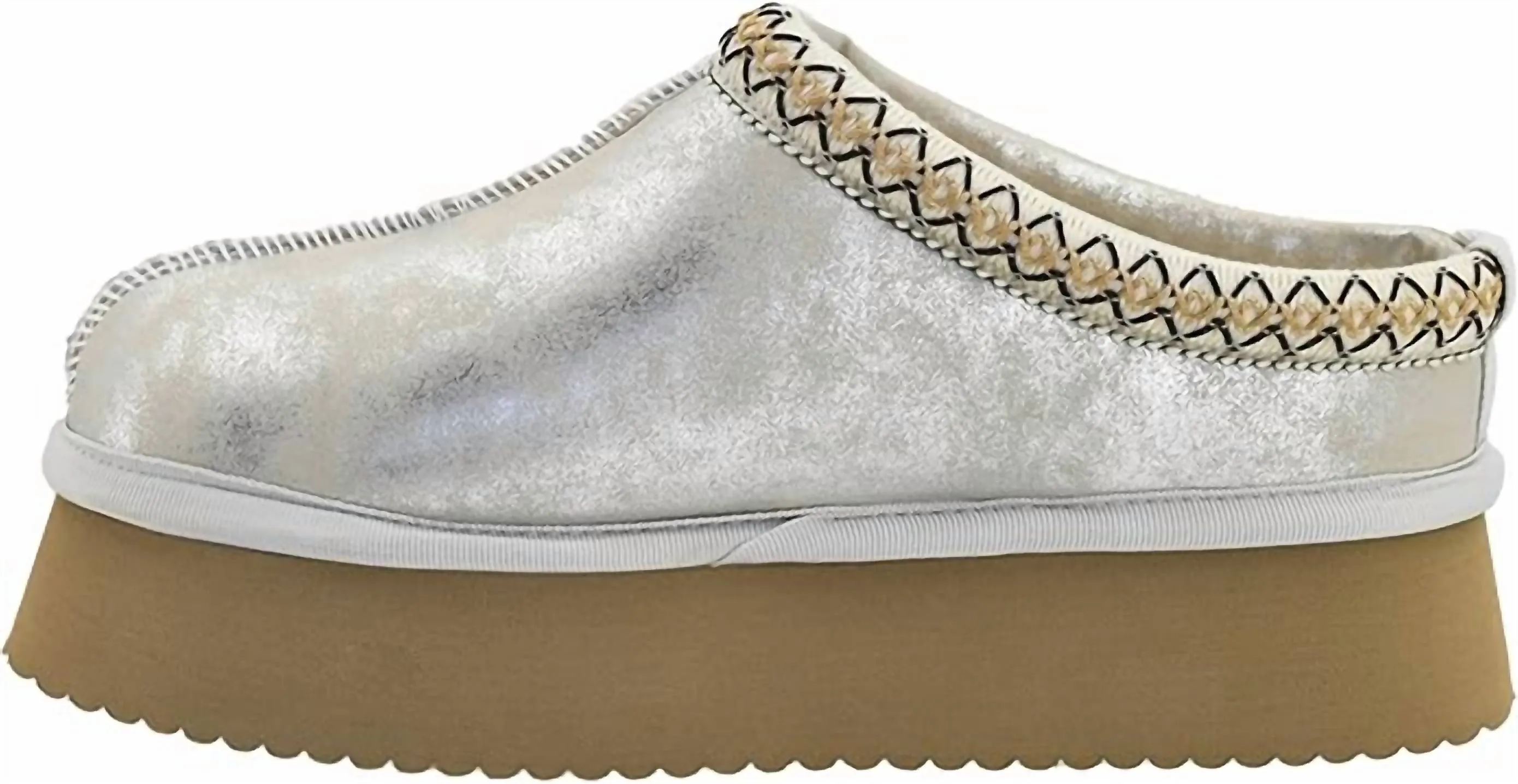 Women's Pillow Talk Platform Slippers In Metallic Silver
