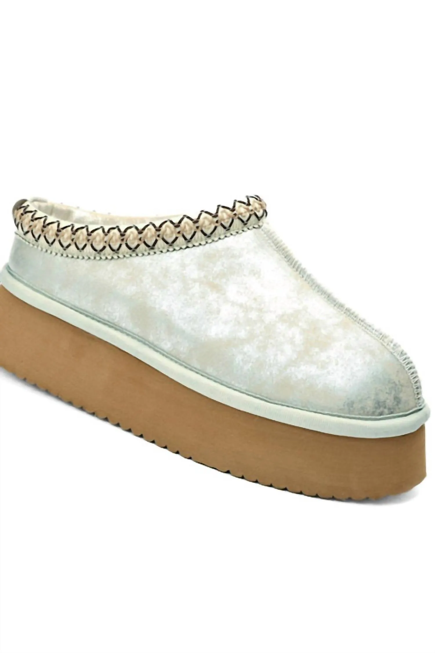 Women's Pillow Talk Platform Slippers In Metallic Silver