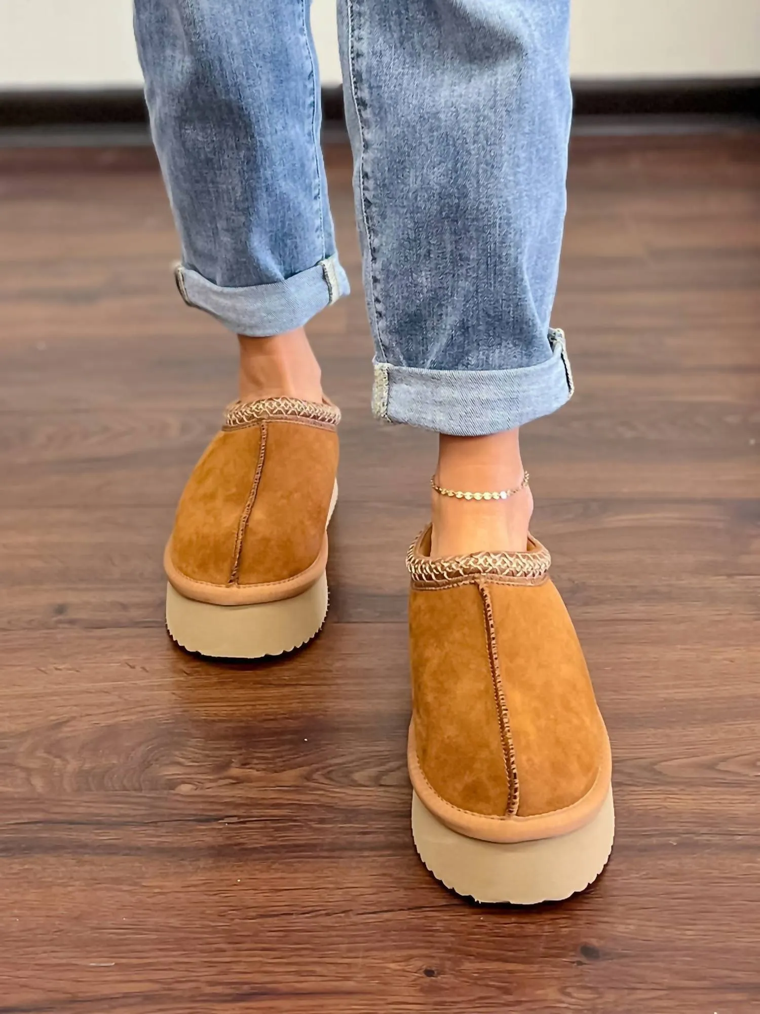 Women's Platform Brown Slippers Shoe In Brown
