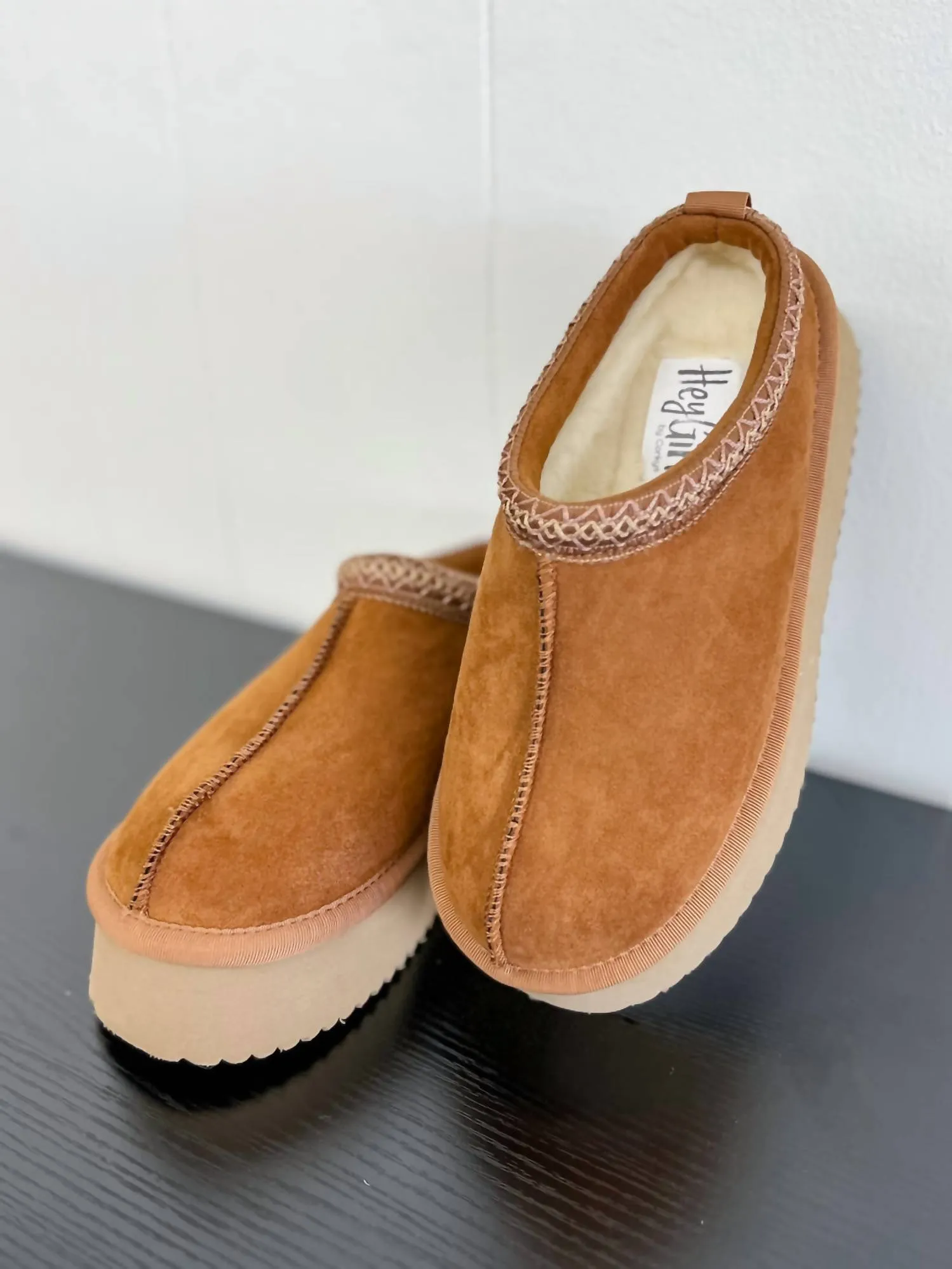 Women's Platform Brown Slippers Shoe In Brown