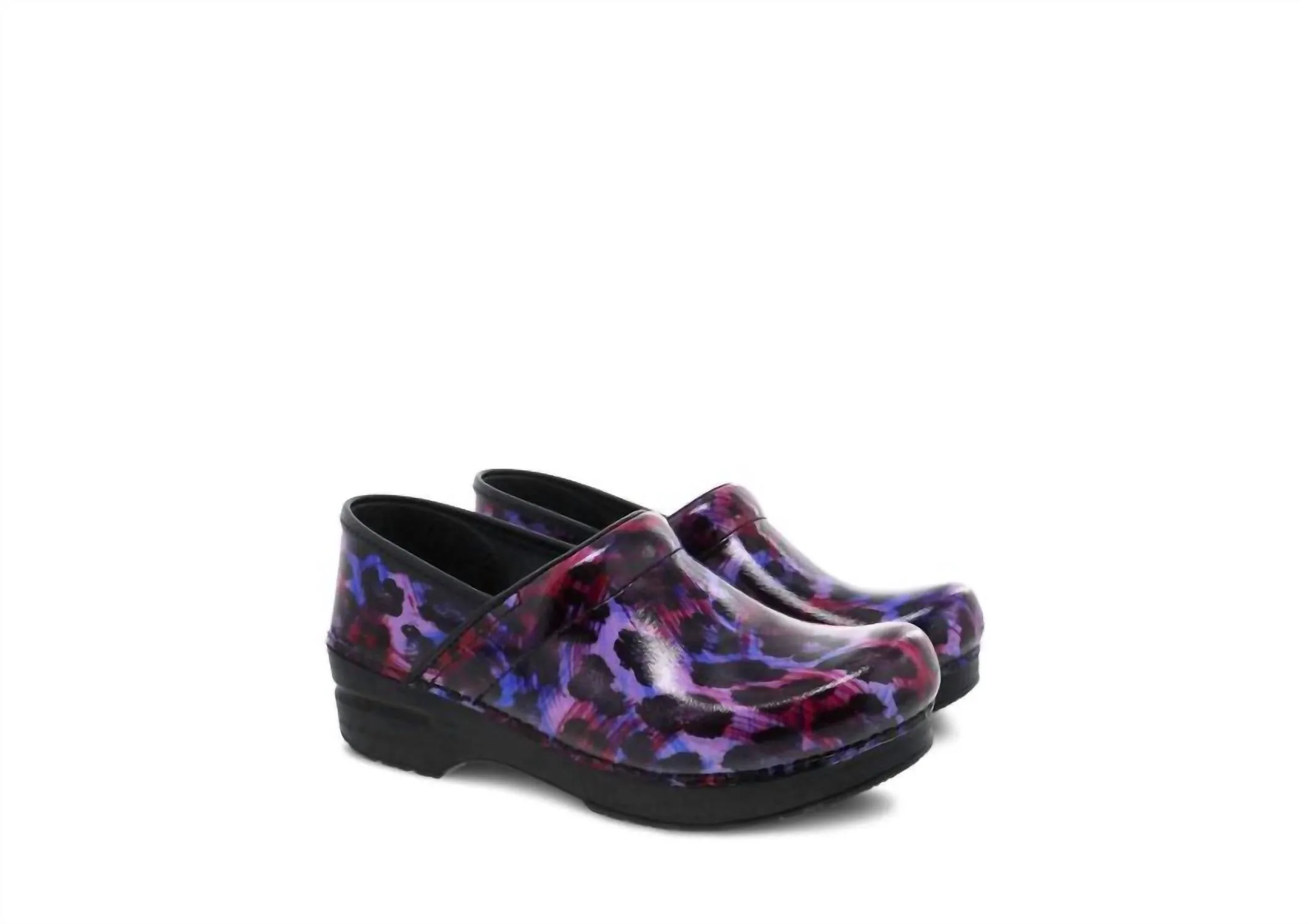 Women's Professional Patent Clog In Painted Leopard