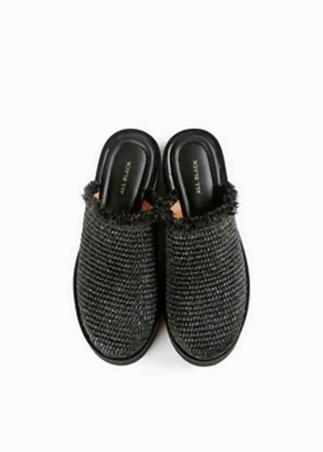 Women's Raffia Round Lugg Mule In Black