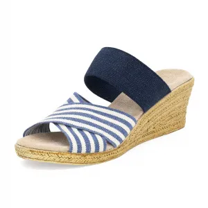 Women's Rita Wedge Sandals In Navy Stripe/navy