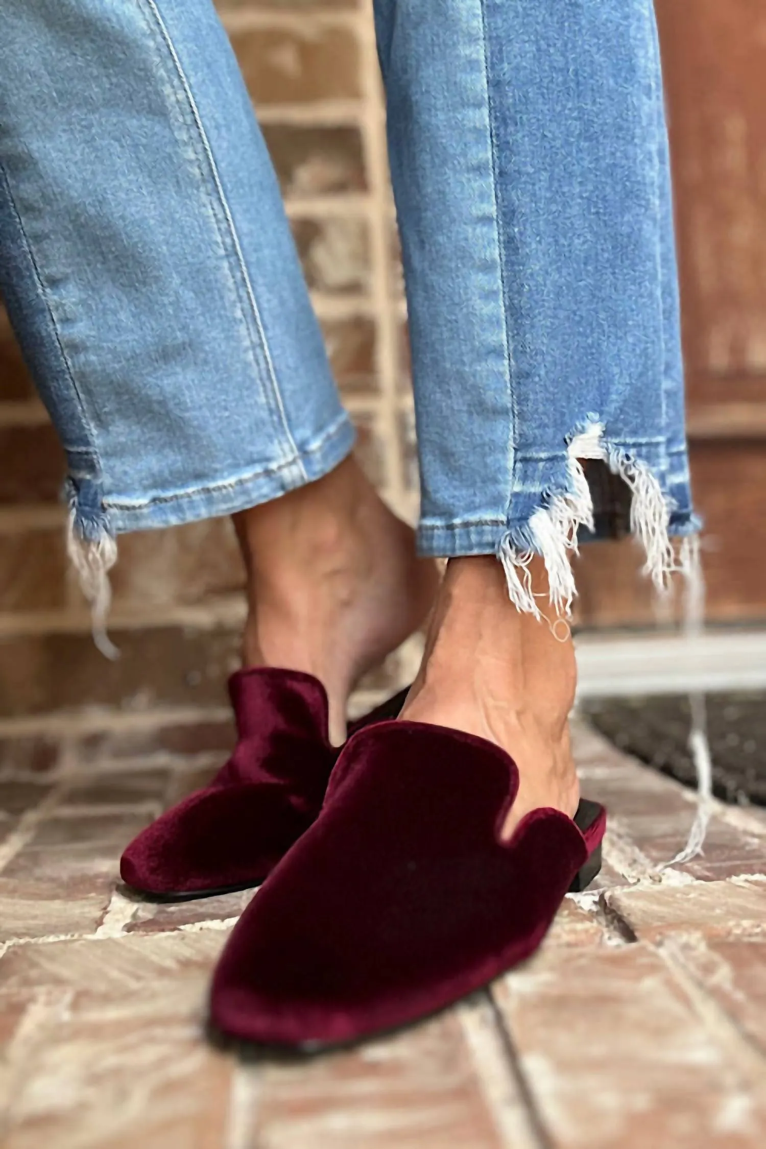 Women's Slip-On Mules In Burgundy