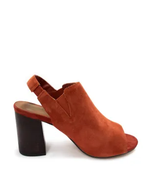 Women's Stonecrest Heeled Mule In Rust Suede