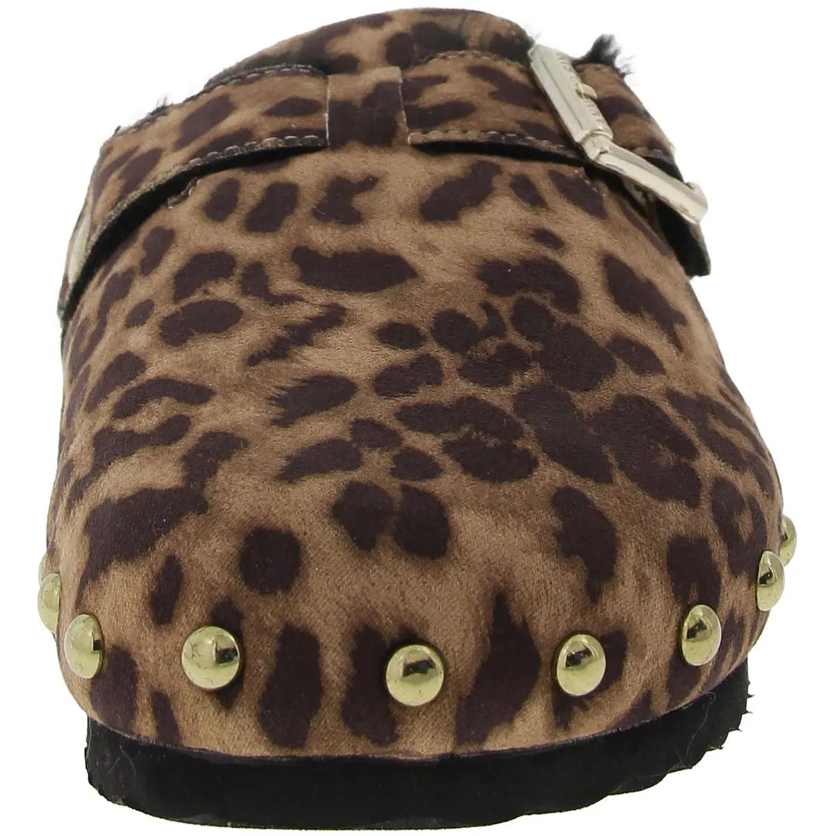 Womens Studded Faux Fur Mules