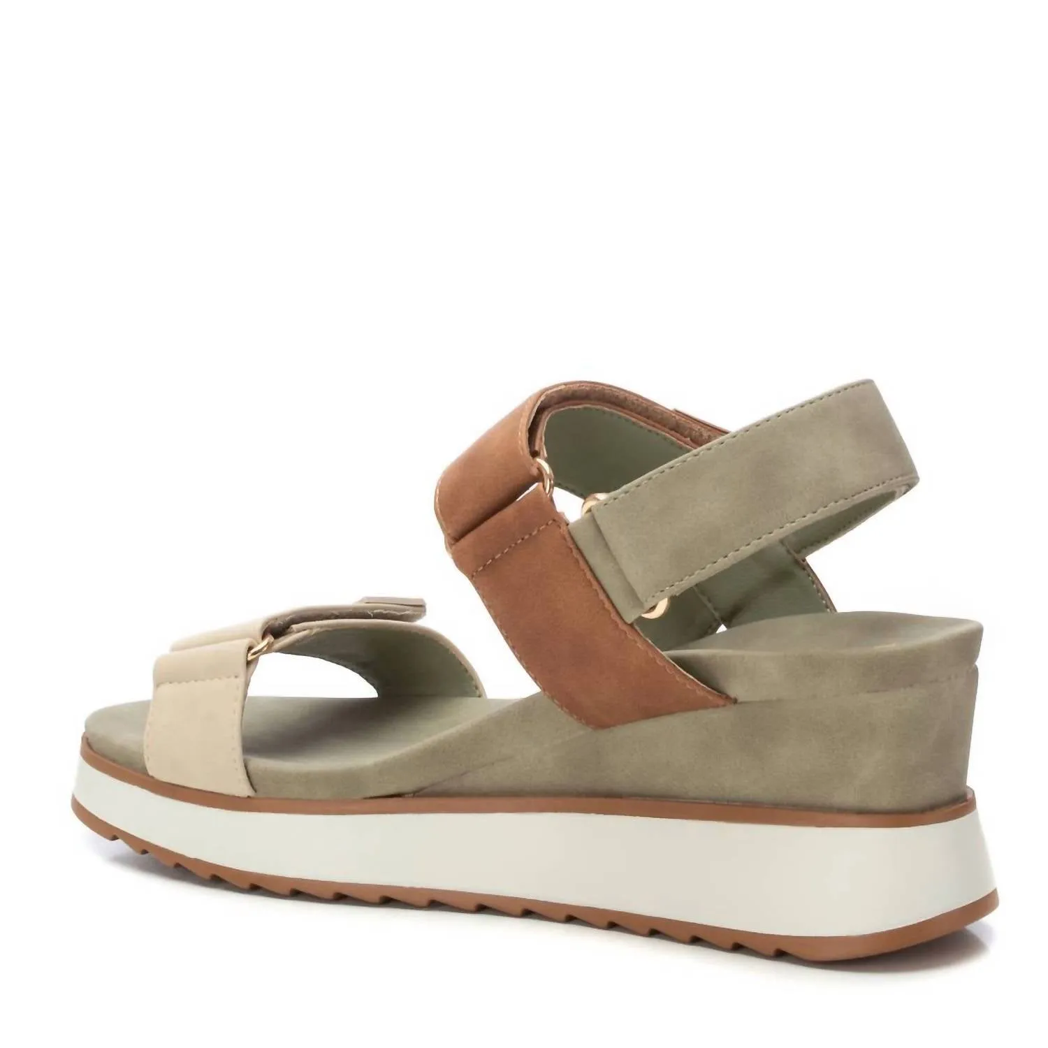 Women's Suede Wedge Sandals In Kakhi