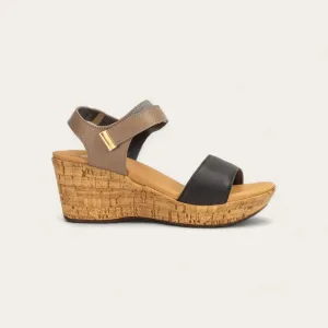Women's Summer Wedge Heels In Black/stone