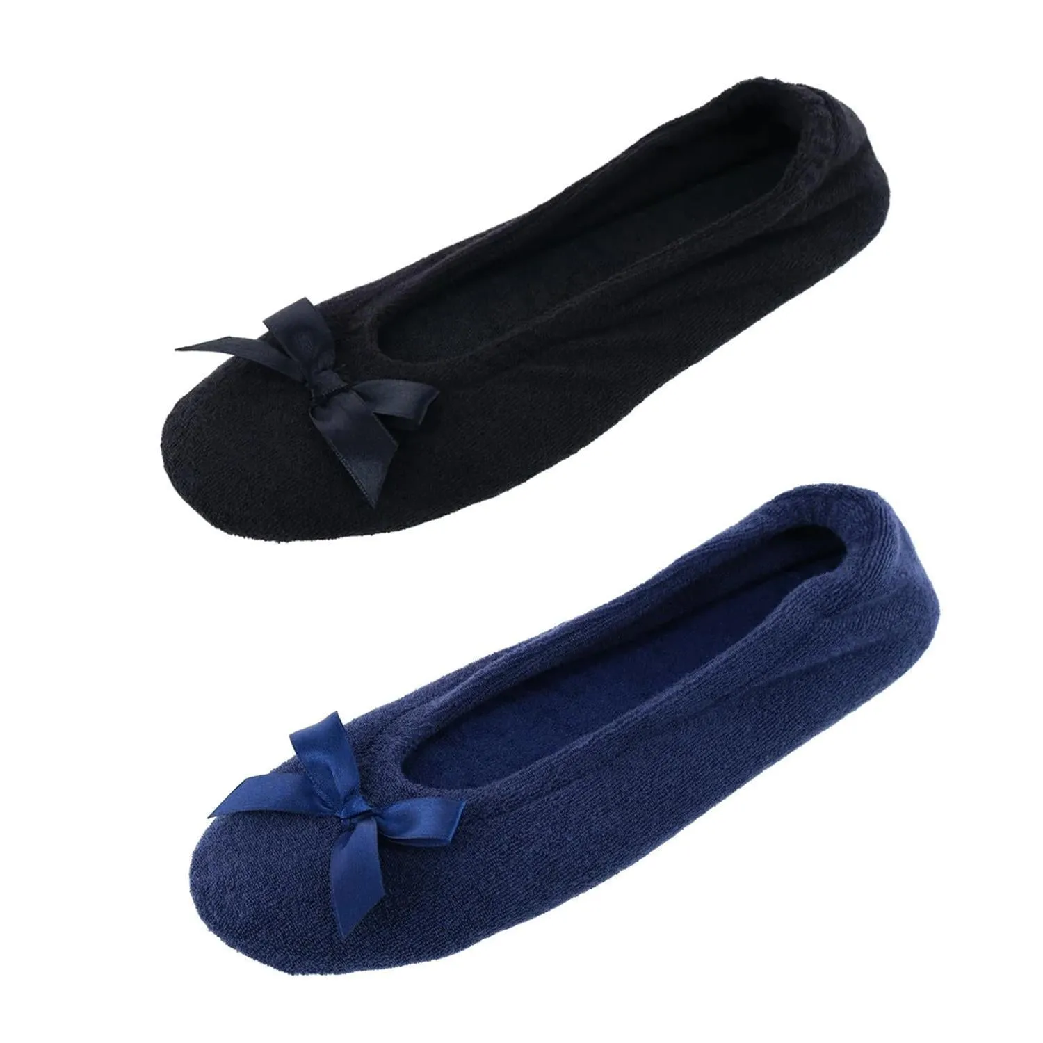Women's Terry Ballerina Slipper House Shoe (Pack of 2)