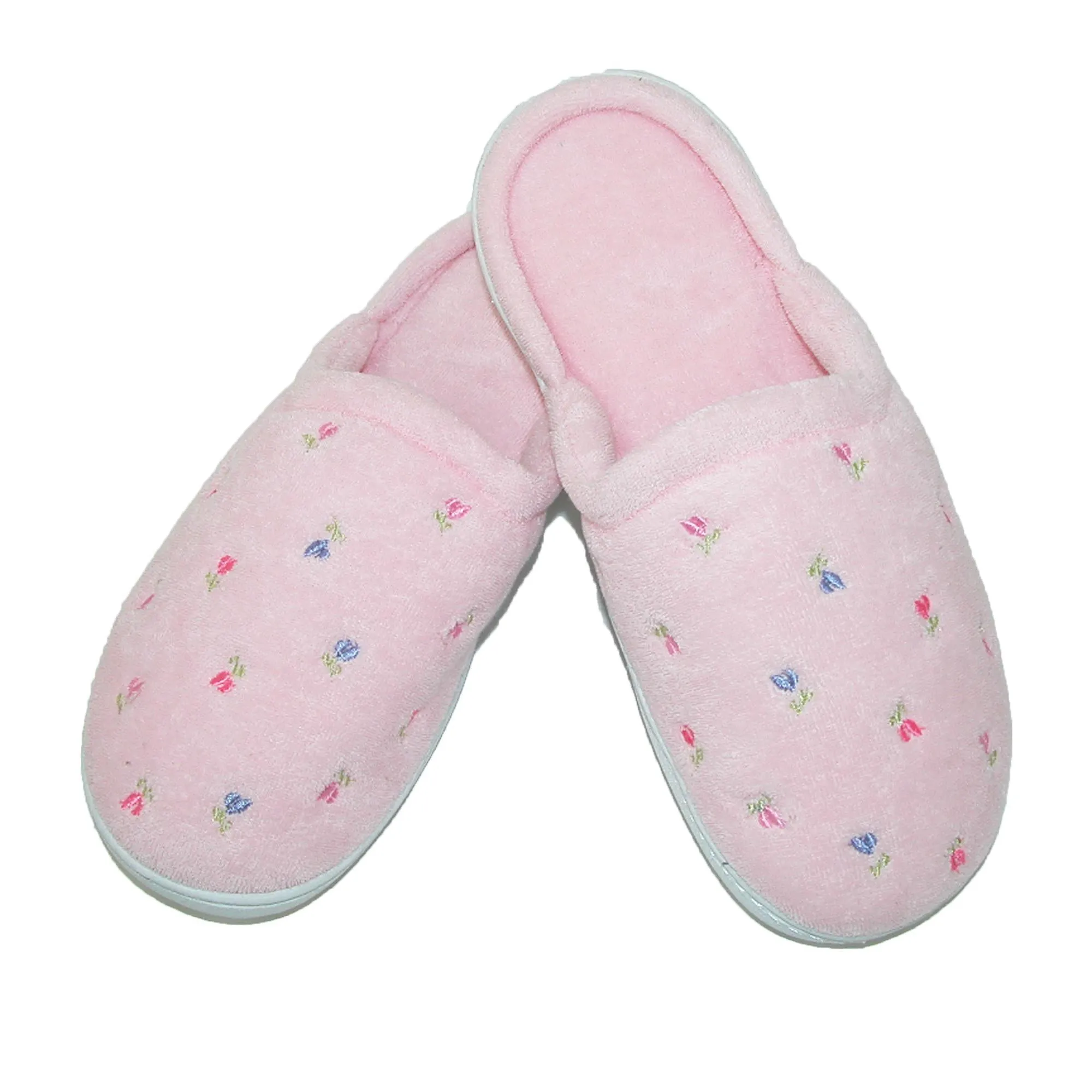 Women's Terry Scalloped Embroidered Clog Slippers