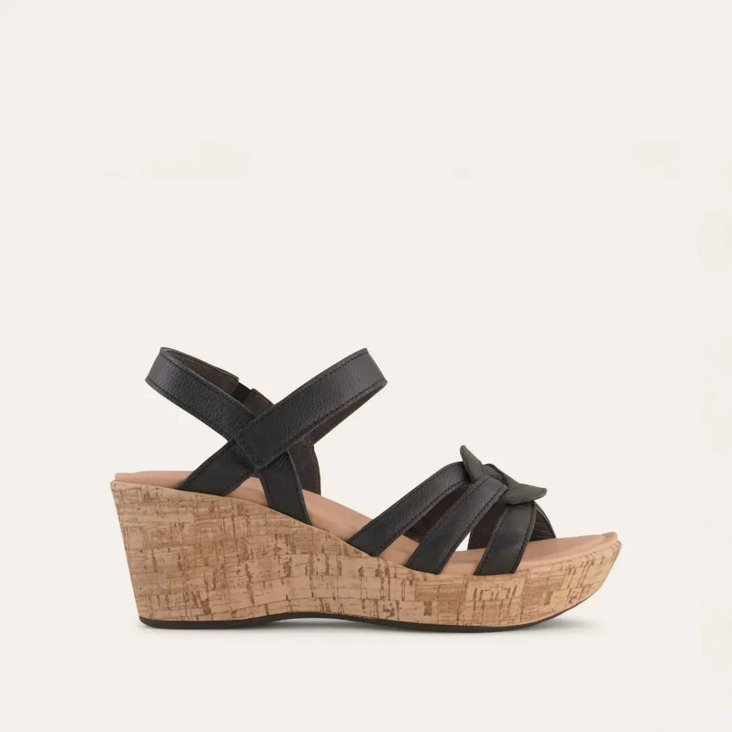 Women's Tropical Wedge Sandals In Soft Black Leather