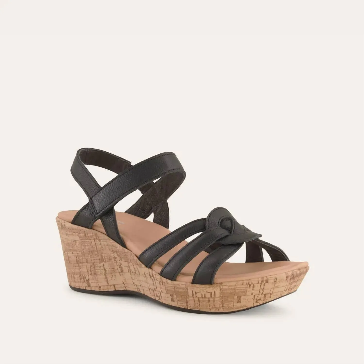 Women's Tropical Wedge Sandals In Soft Black Leather