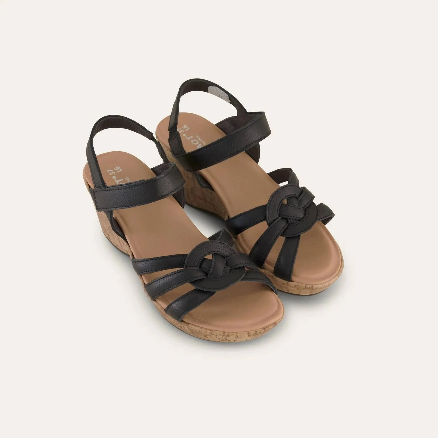 Women's Tropical Wedge Sandals In Soft Black Leather