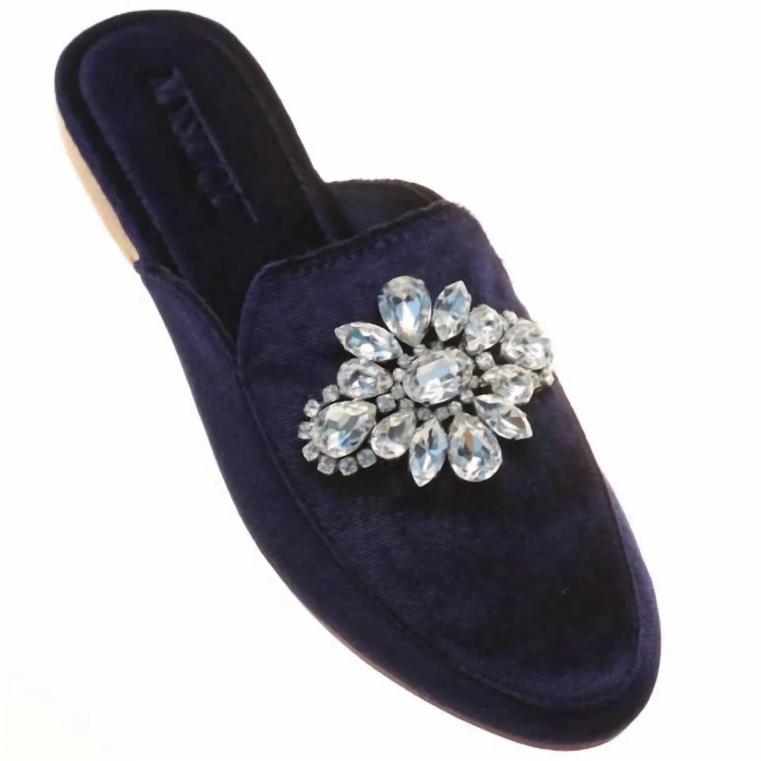 Women's Velvet Mule In Navy