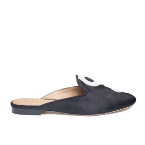 Women's Yin Yang Calf Hair Mule In Black And White