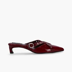 Zyra Onix Burgundy Leather Mules