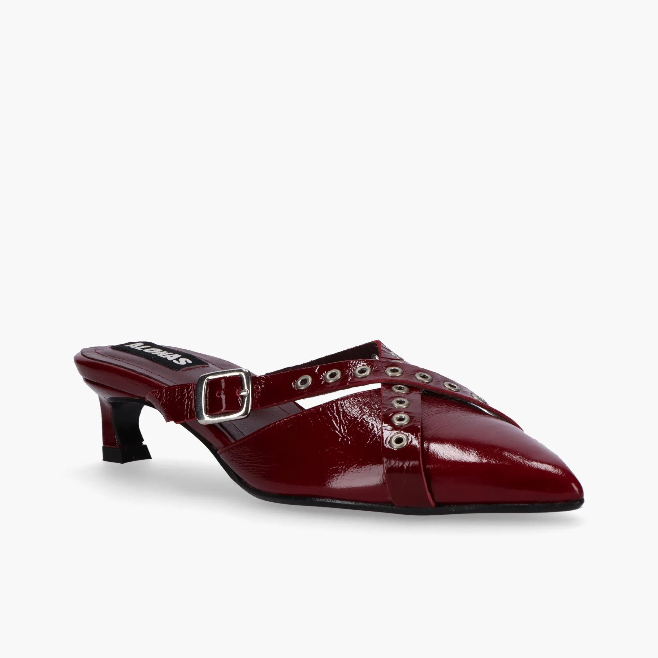 Zyra Onix Burgundy Leather Mules